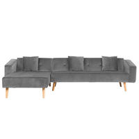 ECKSOFA Samtstoff Grau Vadso - Grau, Textil (303/98cm) - Beliani