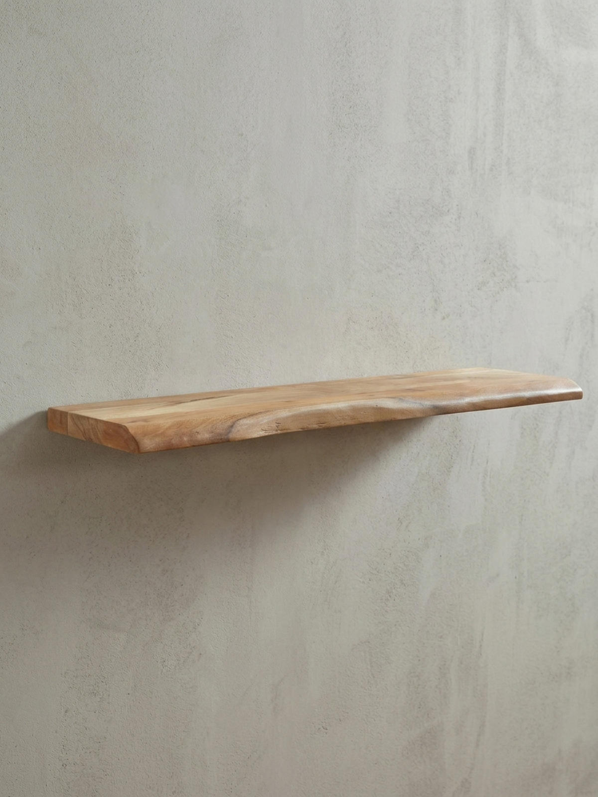 WANDREGAL Akazienholz Baumkante Rustikal, Beige 100x26x4 cm - Beige, Holz (100/4/26cm) - KADIMA DESIGN