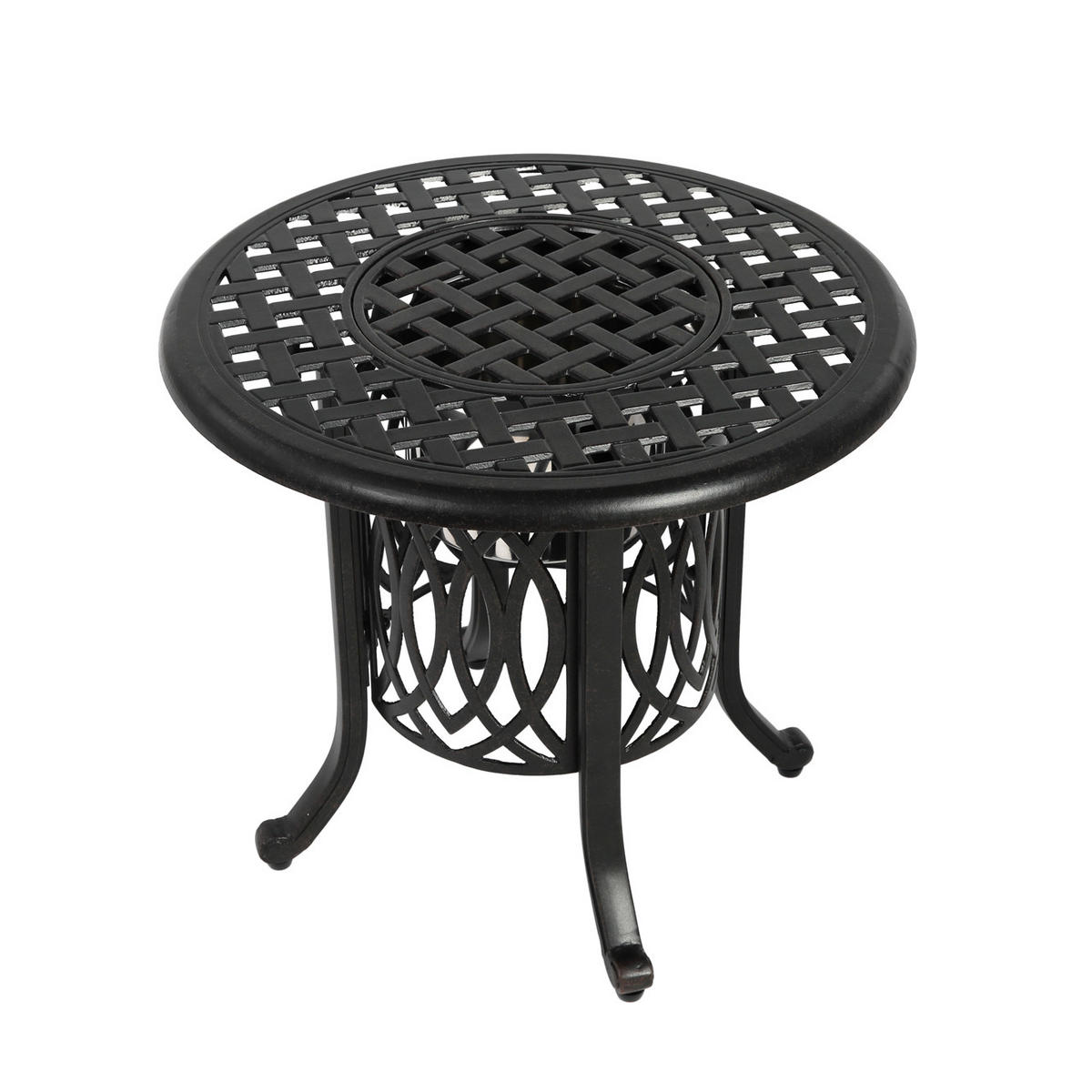 GARTEN-BISTROTISCH 55 cm Bronze Aluminium Outdoor Beistelltisch mit integriertem Eiseimer für Terrasse & Balkon - Bronzefarben, Metall (55/55/49cm) - Urban Meuble