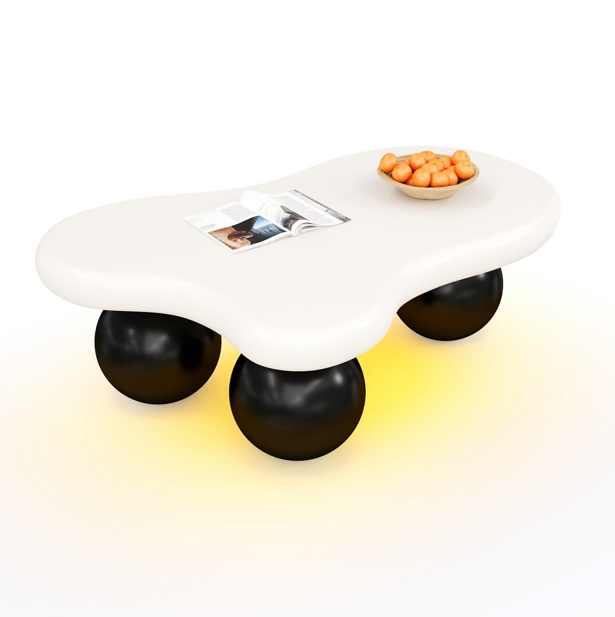 COUCHTISCH aus MDF 95x62,5x32 cm in Weiß mit LED-Beleuchtung - Weiß, Holzwerkstoff (95/62.5/32cm) - Modfu