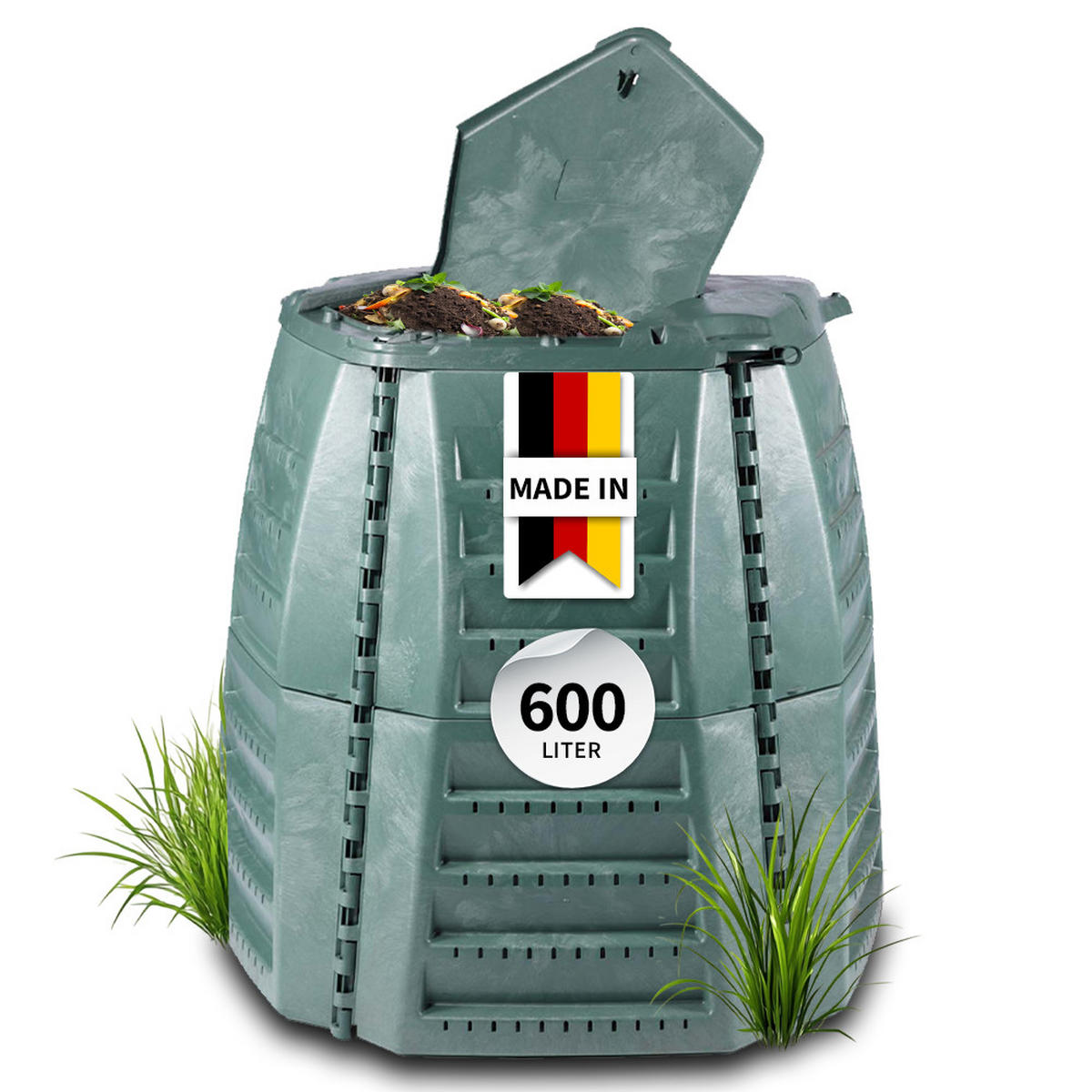 KOMPOSTER 600 L, grün - Grün, Kunststoff (110/102/110cm) - GARANTIA