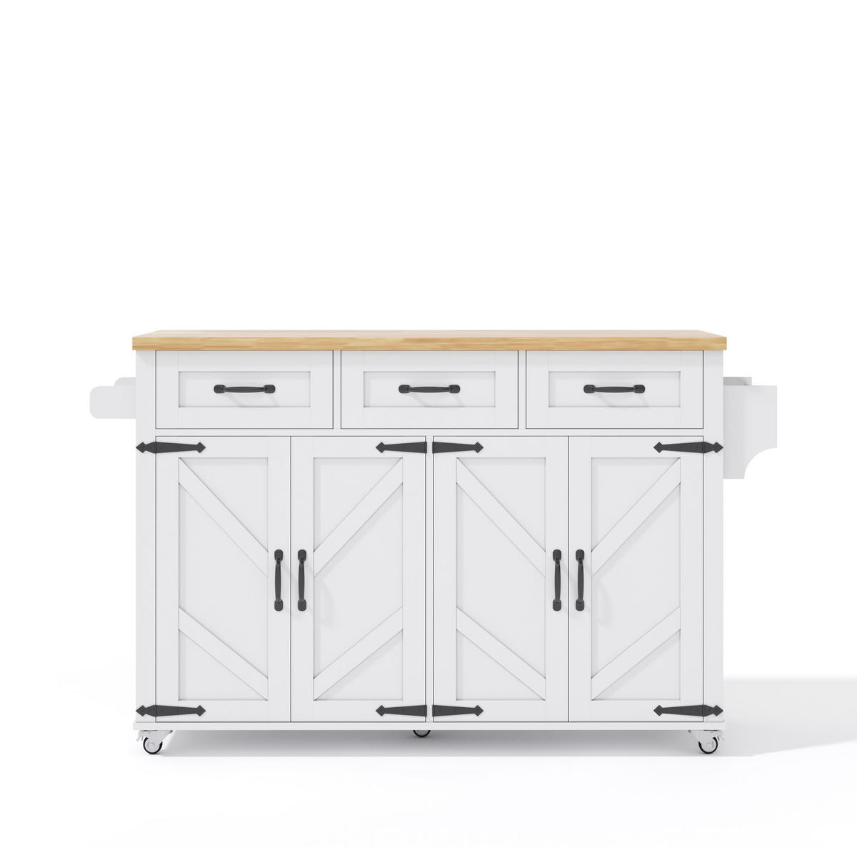 KÜCHENINSEL 140/43/90,5 cm Weiß/Natur aus MDF mit Klappplatte - Weiß, Holzwerkstoff (140/90.5/70cm) - OKWISH