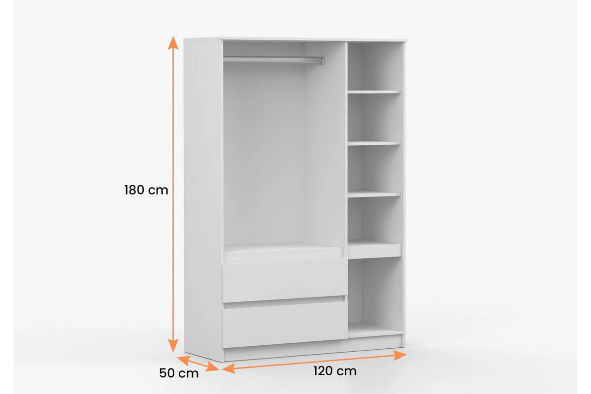 KINDERKLEIDERSCHRANK SIMO 01 120/180/50 cm in Weiß - Weiß, Holzwerkstoff (120/180/50cm) - Deine Möbel 24