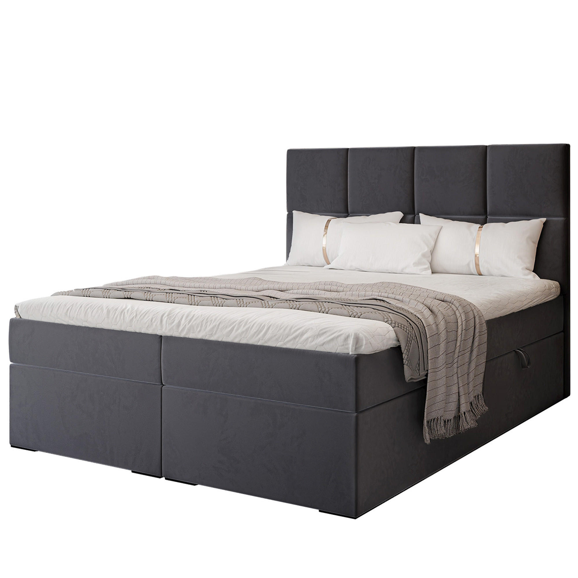 BOXBETT 120x200 cm mit Topper - Anthrazit, Textil (140/200cm) - Idohome