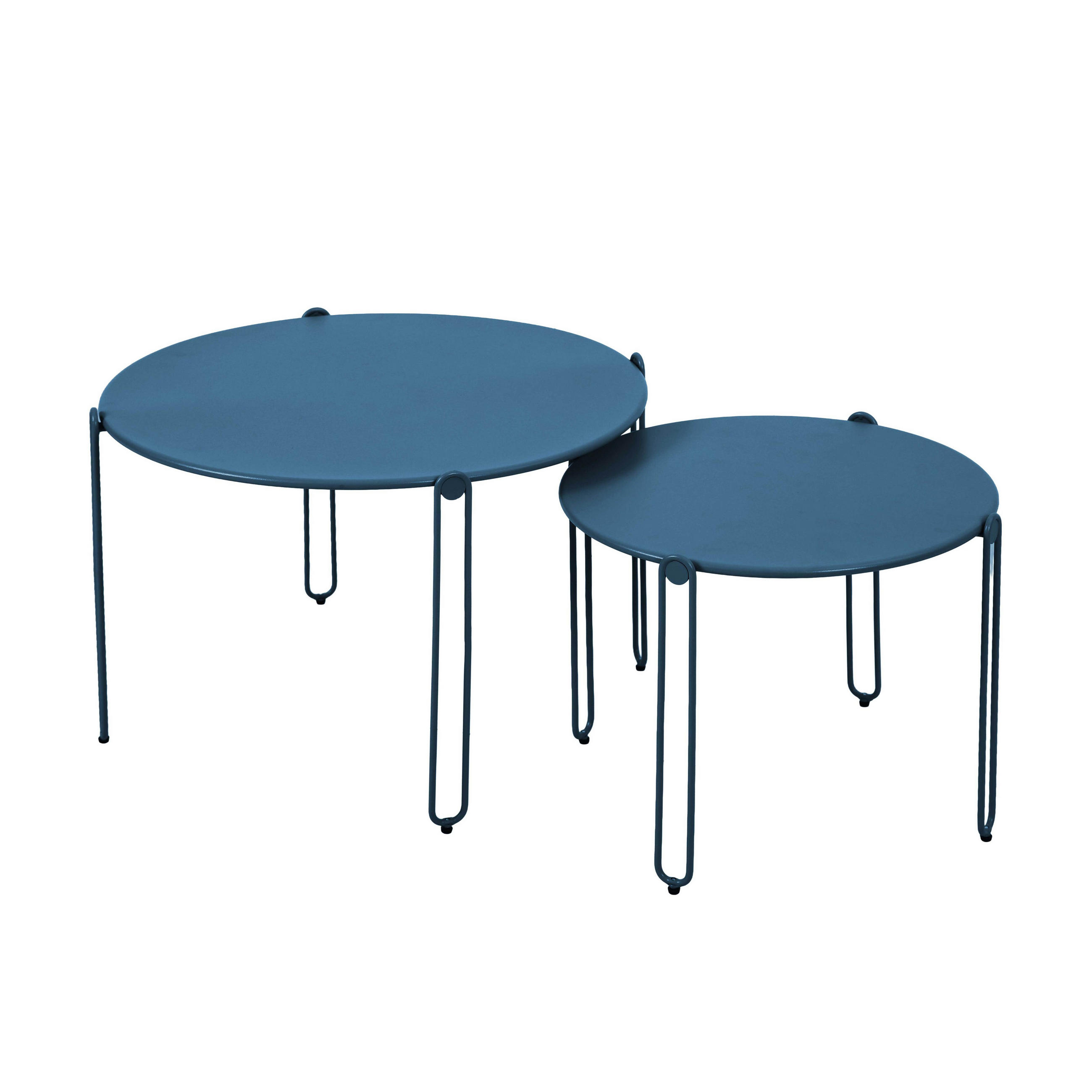 BEISTELLTISCH 2-tlg., Pazifikblau - Blau, Metall (60/60/40cm) - Oviala