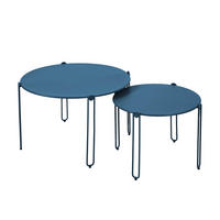 BEISTELLTISCH 2-tlg., Pazifikblau - Blau, Metall (60/60/40cm) - Oviala
