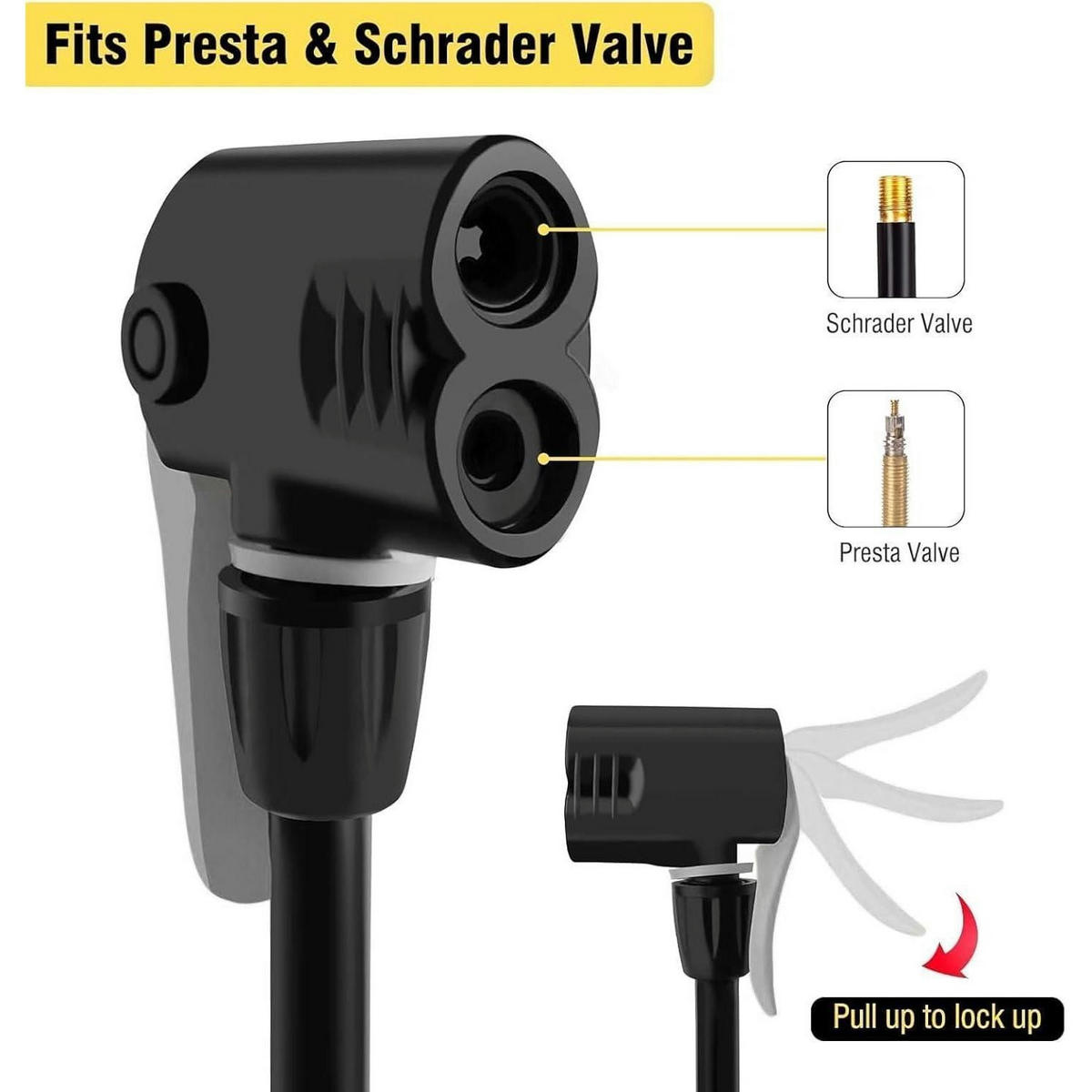 FAHRRADPUMPE mit Presta & Schrader Ventil 120PSI Schwarz - Schwarz, Kunststoff (13/4.5/34.3cm)