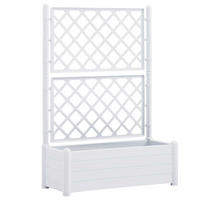 PFLANZKÜBEL Mit Spalier 100/43/142 Cm PP Weiß - Weiß, Kunststoff (100/142/43cm) - vidaXL