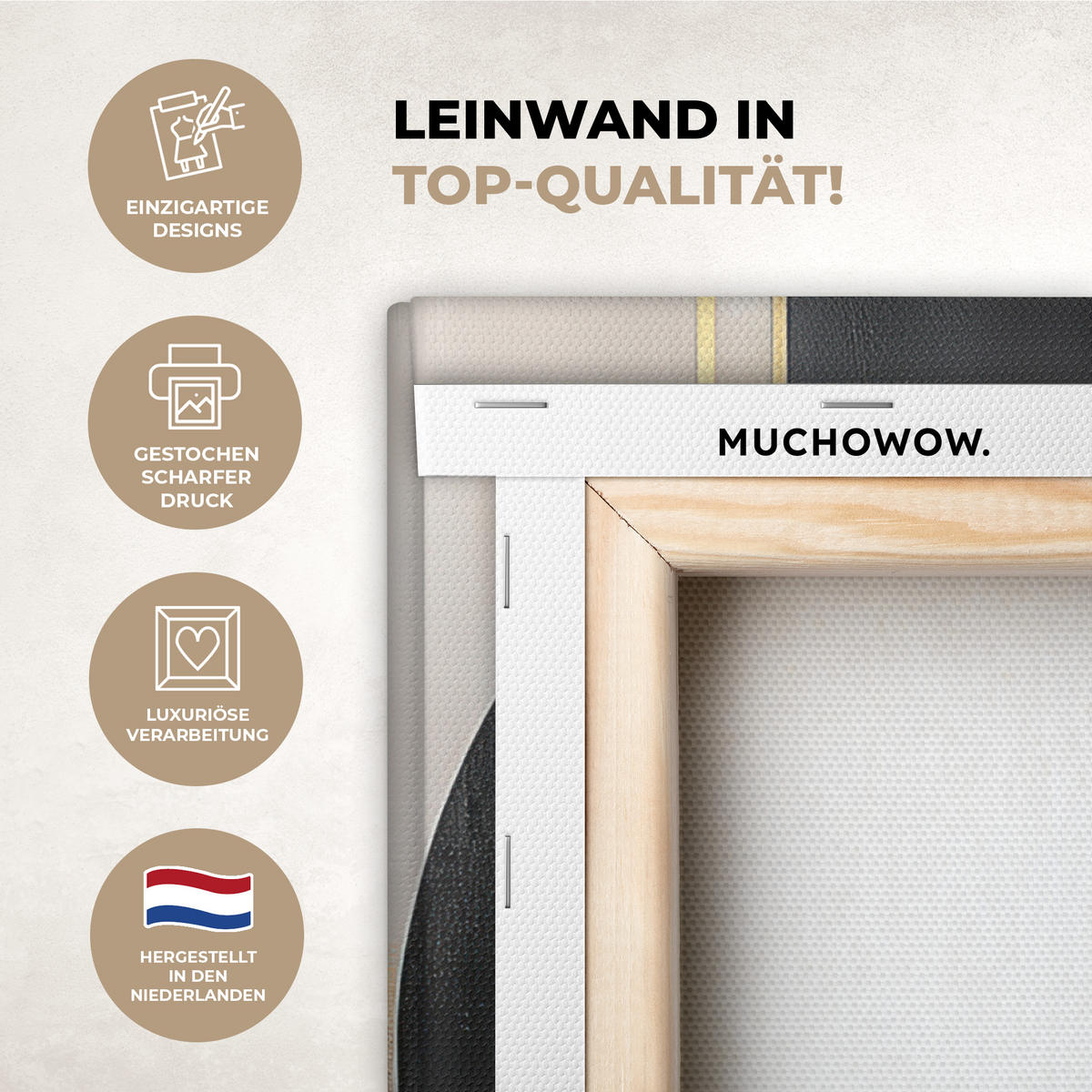 LEINWANDBILD Abstrakt - Gold - Silber - Formen - Ästhetisch - Modern Wandbild Wohnzimmer 50x50 cm - Goldfarben, Textil (50/50cm) - MuchoWow