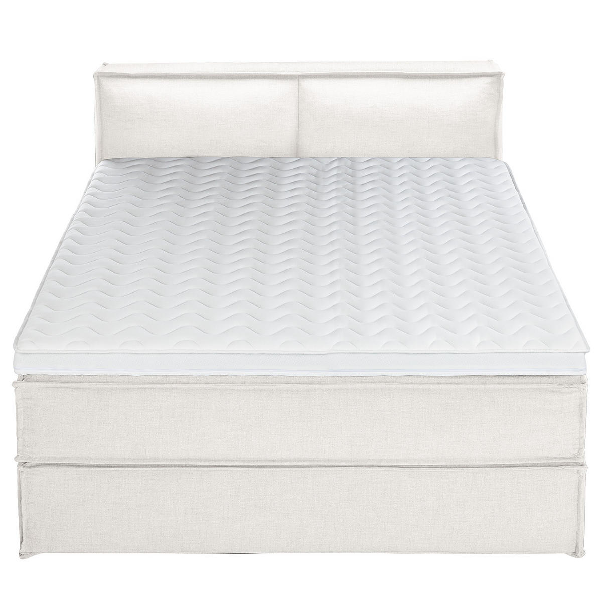 BOXSPRINGBETT mit Kopfteil - Premium - Weiß, Textil (160/220cm) - home24
