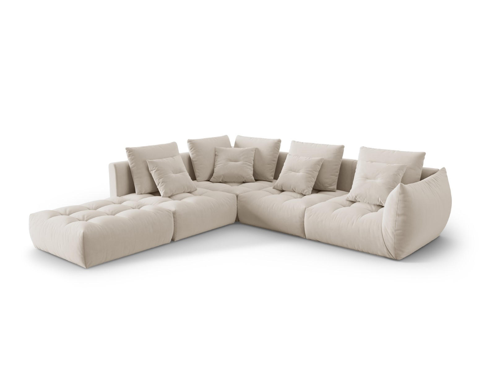 ECKSOFA modular links Bloom aus Samt ecru 4 Sitzplätze - Ecru, Textil (310/316cm) - Micadoni