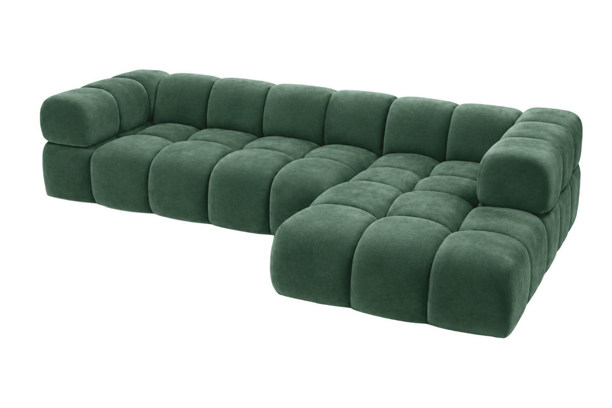 ECKSOFA L-Form, Veloursstoff Bluvel, Grün, Rechts, Averro XL - Grün, Holz (320/150cm) - Kaiser Möbel
