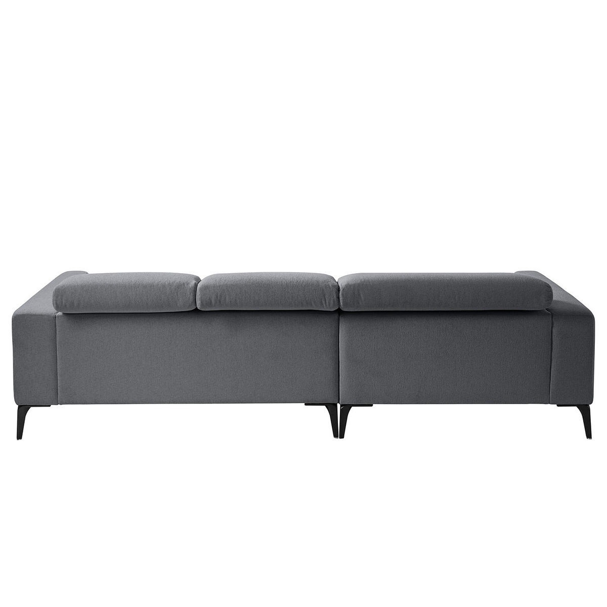ECKSOFA mit Longchair - Schwarz/Grau, Textil/Metall (265/180cm) - home24