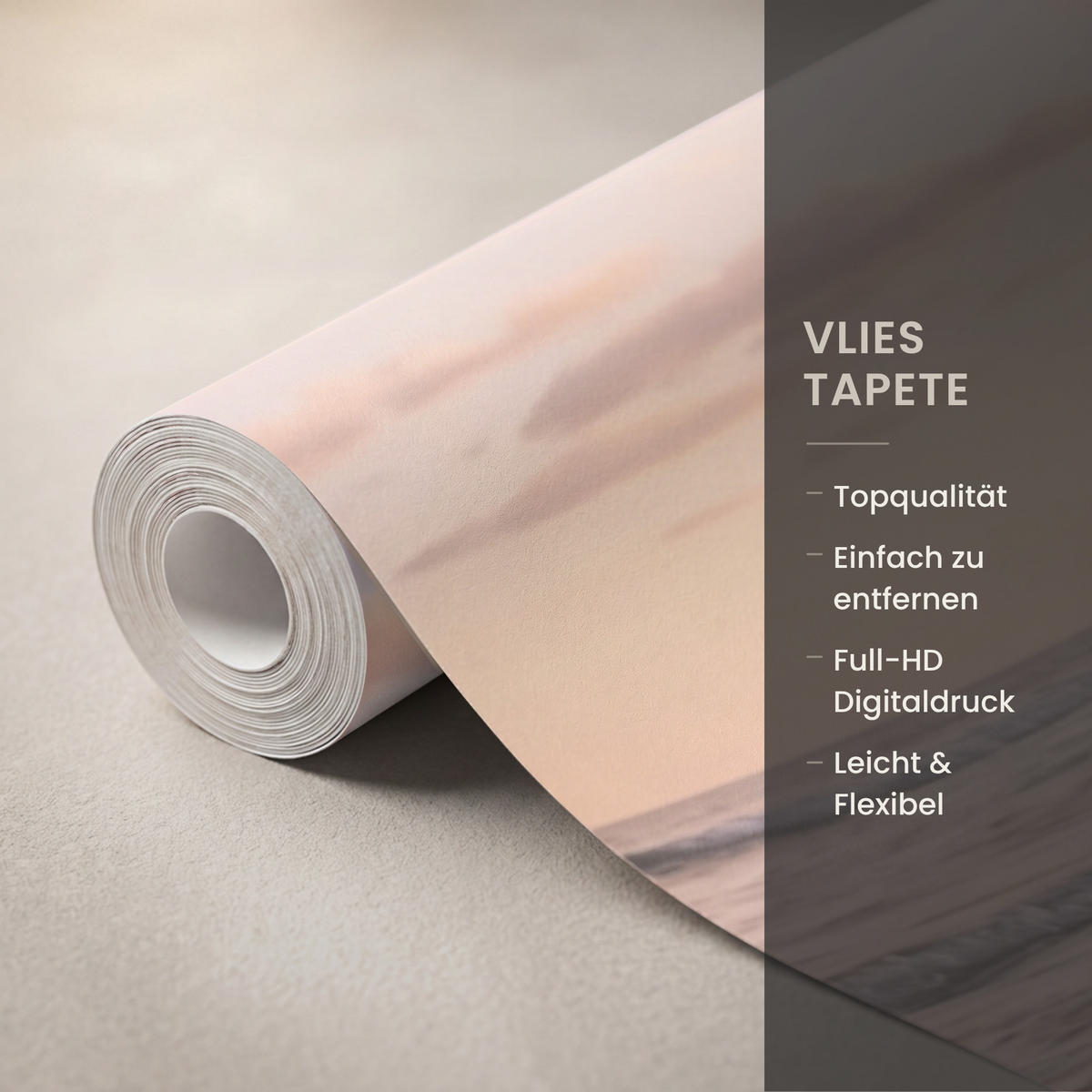 TAPETE - Strand - Brandung - Wolken - 200x280 cm - Hellrosa, Papier (200/280cm) - OnlyWow