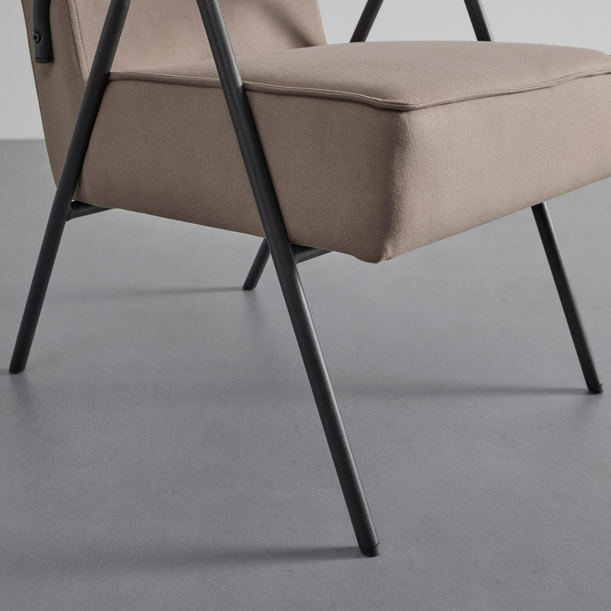 SESSEL Nati Beige Mikrofaser - Taupe, Holz (52/79/66cm) - Bessagi Home