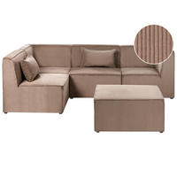 COLȚAR modul cu 4 locuri pe partea dreaptă bej nisipiu reps reiat cu otomană Lemvig - bej/nisipiu, material textil (250/166cm) - Beliani