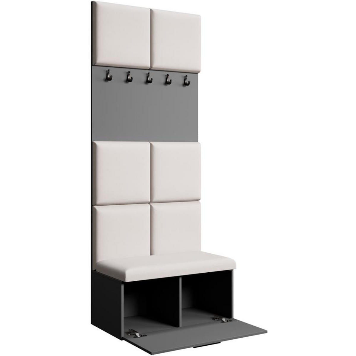 GARDEROBE Margaret I 81/203/43 gepolsterten Paneelen - Beige/Schwarz, Holzwerkstoff/Kunststoff (81/203/43cm) - Beautysofa
