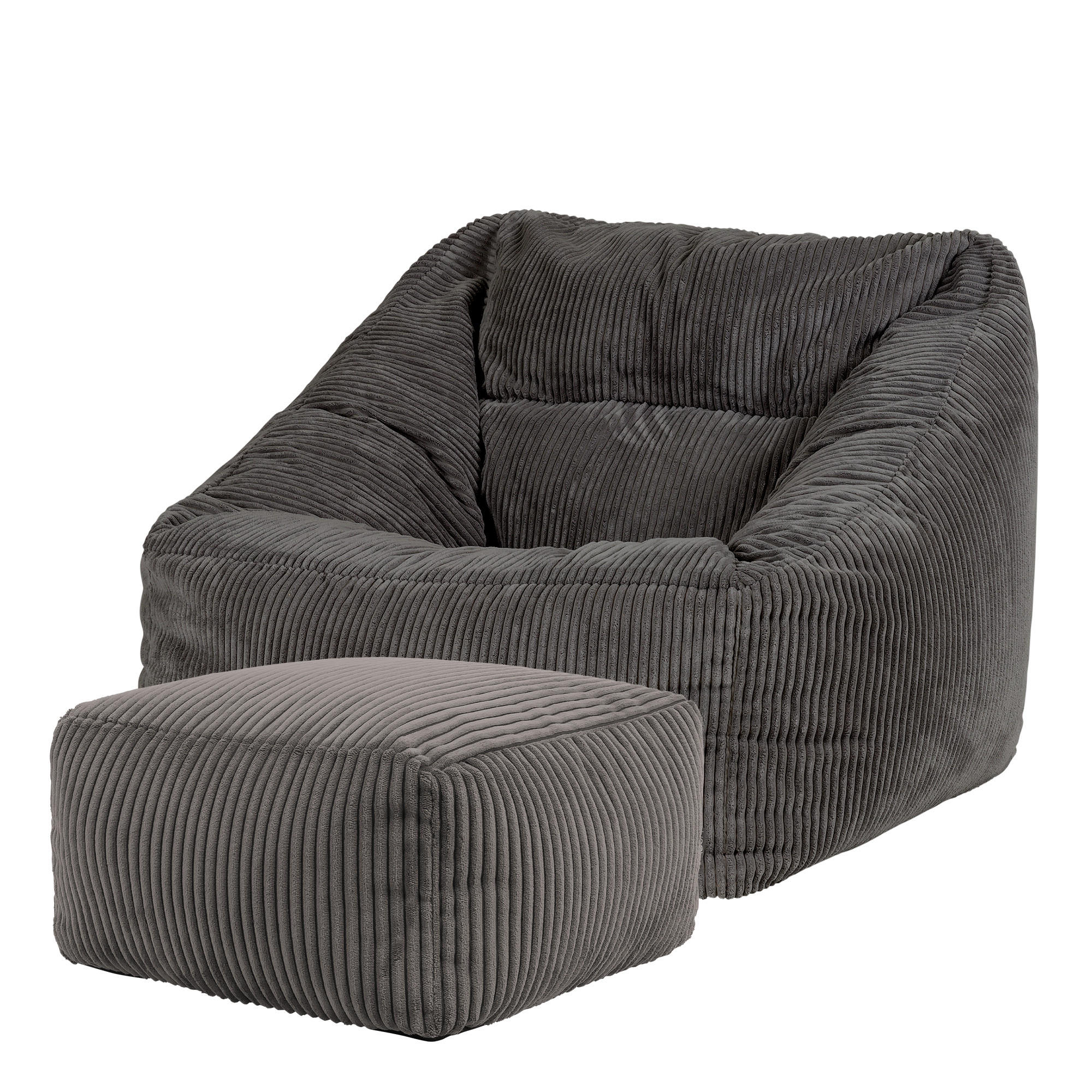 SITZSACK Cord Sessel Natalia mit Hocker - Grau, Textil (100/80/88cm) - icon