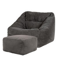 SITZSACK Cord Sessel Natalia mit Hocker - Grau, Textil (100/80/88cm) - icon