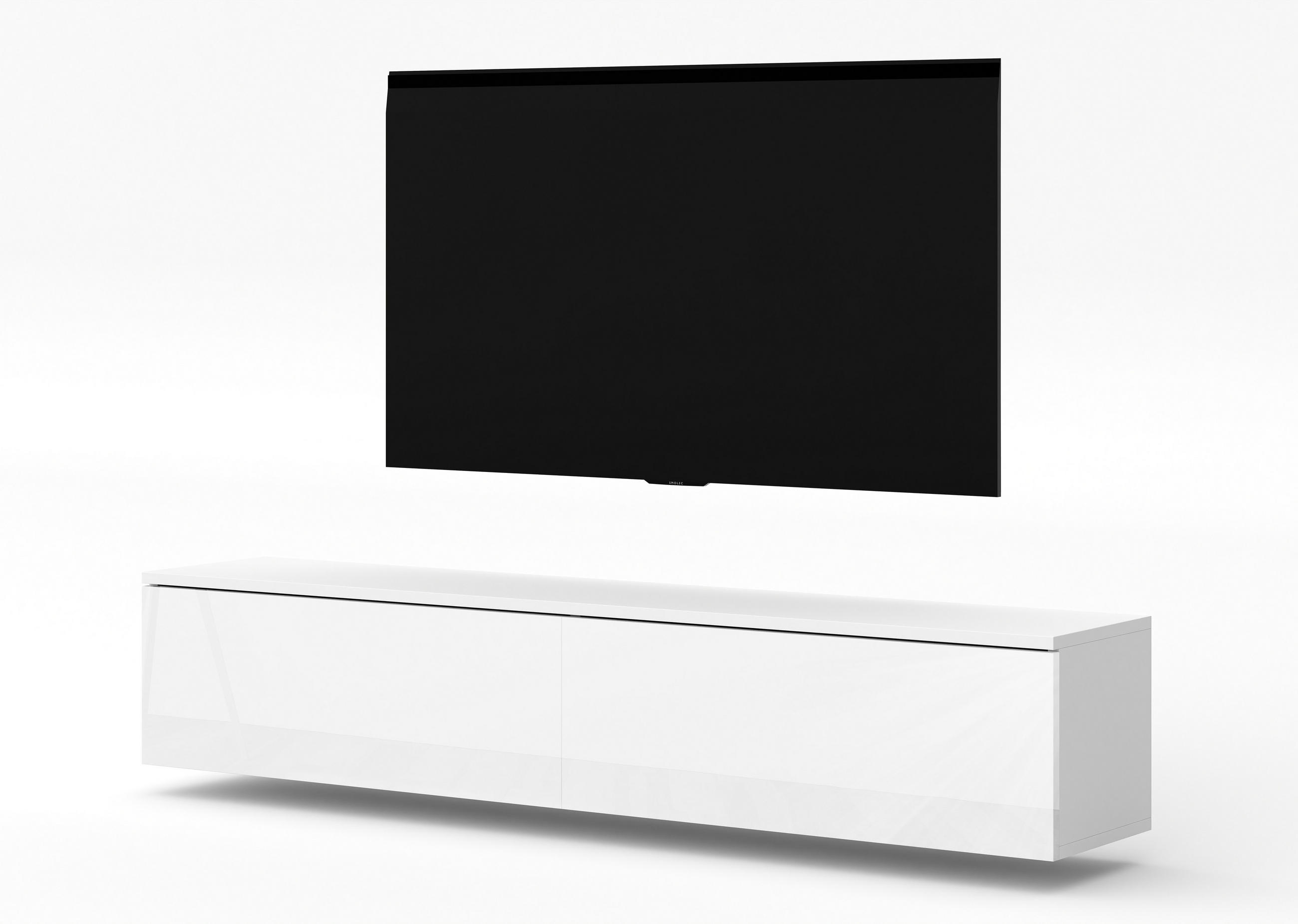 LOWBOARD Loriano 180 Weiß Matt, Hochglanz 180/34/32 cm – Fernsehschrank - Weiß, Holzwerkstoff/Kunststoff (180/34/32cm) - AX Living
