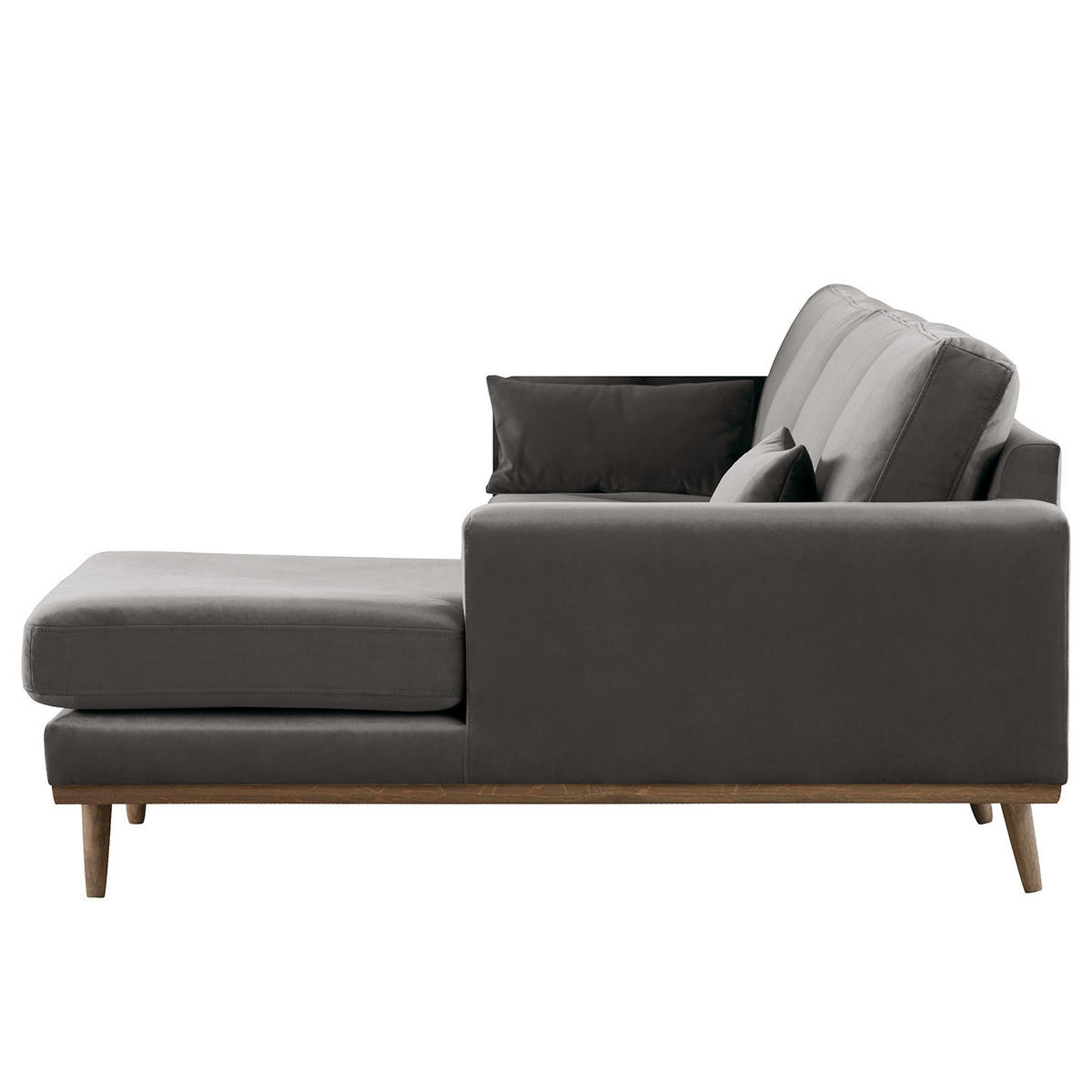 ECKSOFA mit Longchair - Eichefarben/Dunkelgrau, Eichenholz/Textil (281/153cm) - home24
