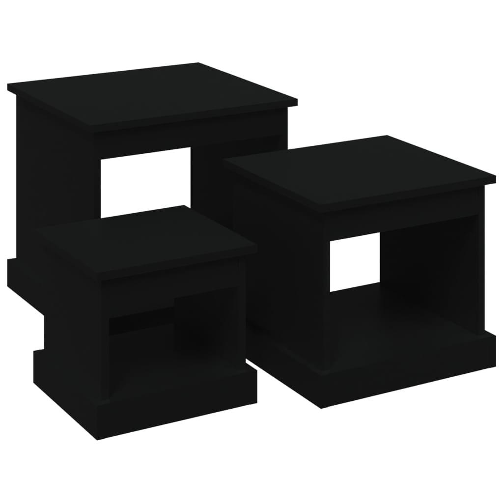 COUCHTISCHE 3 Stk. Schwarz Holzwerkstoff - Schwarz, Holzwerkstoff (48/45/45cm) - furnicato