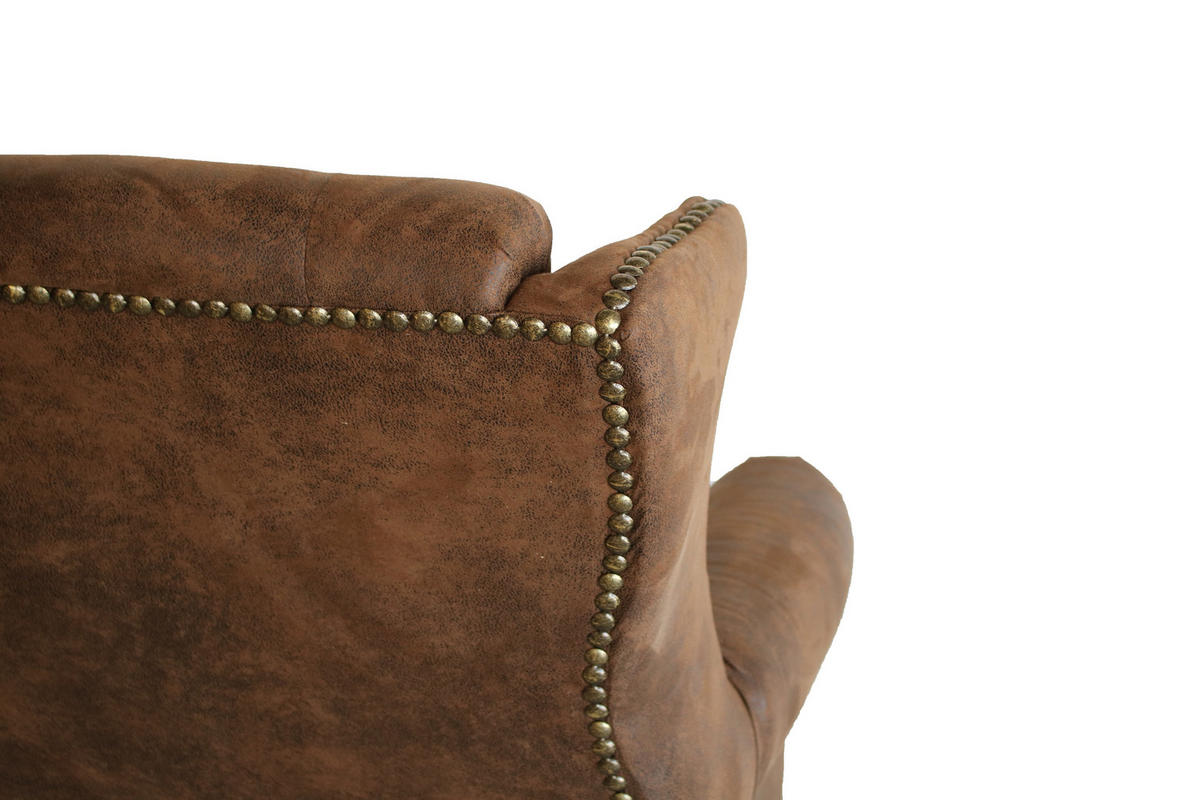 CHESTERFIELD-SESSEL Anton Braun Microfaser Vintageoptik - Braun, Holz/Textil (102/102/93cm) - S-Style Möbel