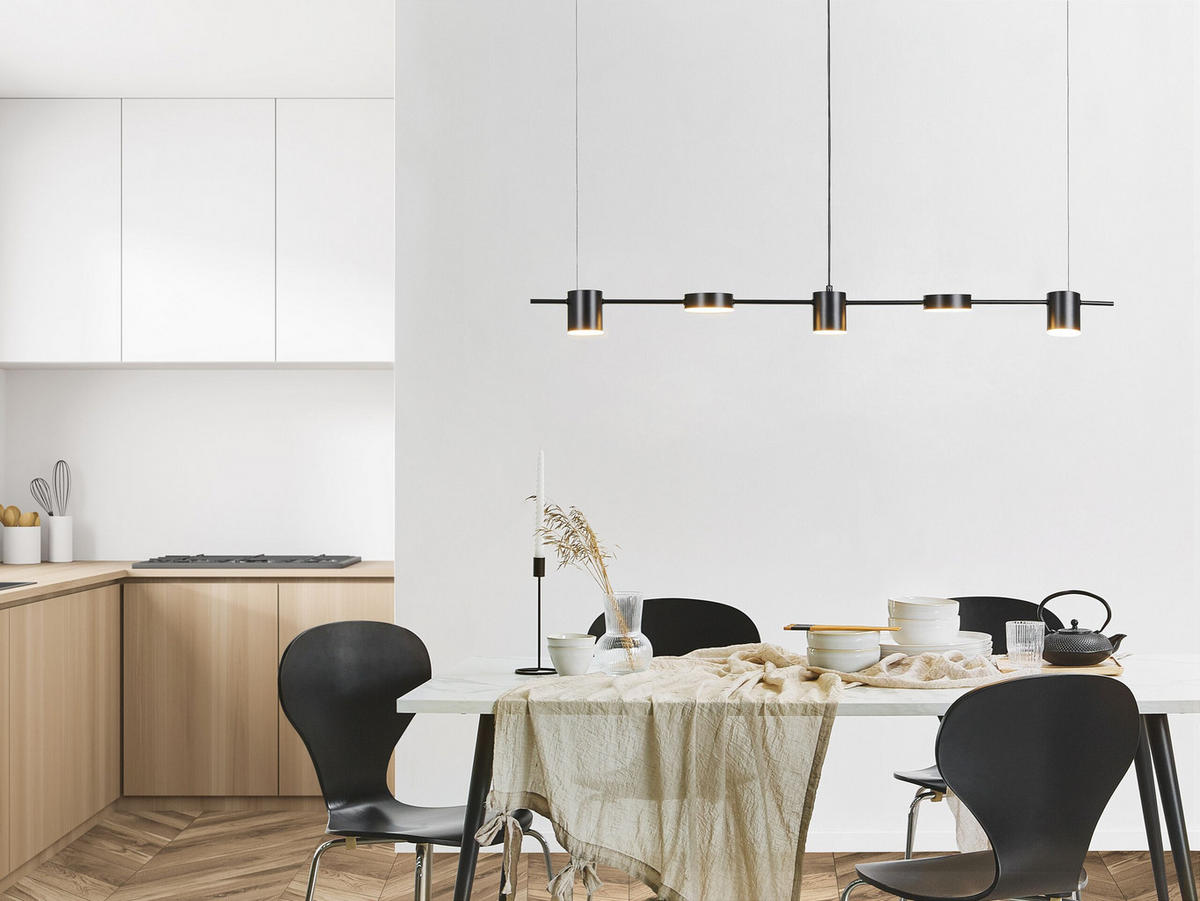 HÄNGELEUCHTE Sestra 10/120/120 cm - Schwarz, Metall (10/120/120cm) - Beliani