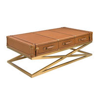 COUCHTISCH Rechteckig Kamel Gold 144/78/47 - Braun, Leder (78/144/47cm) - ANGEL CERDA