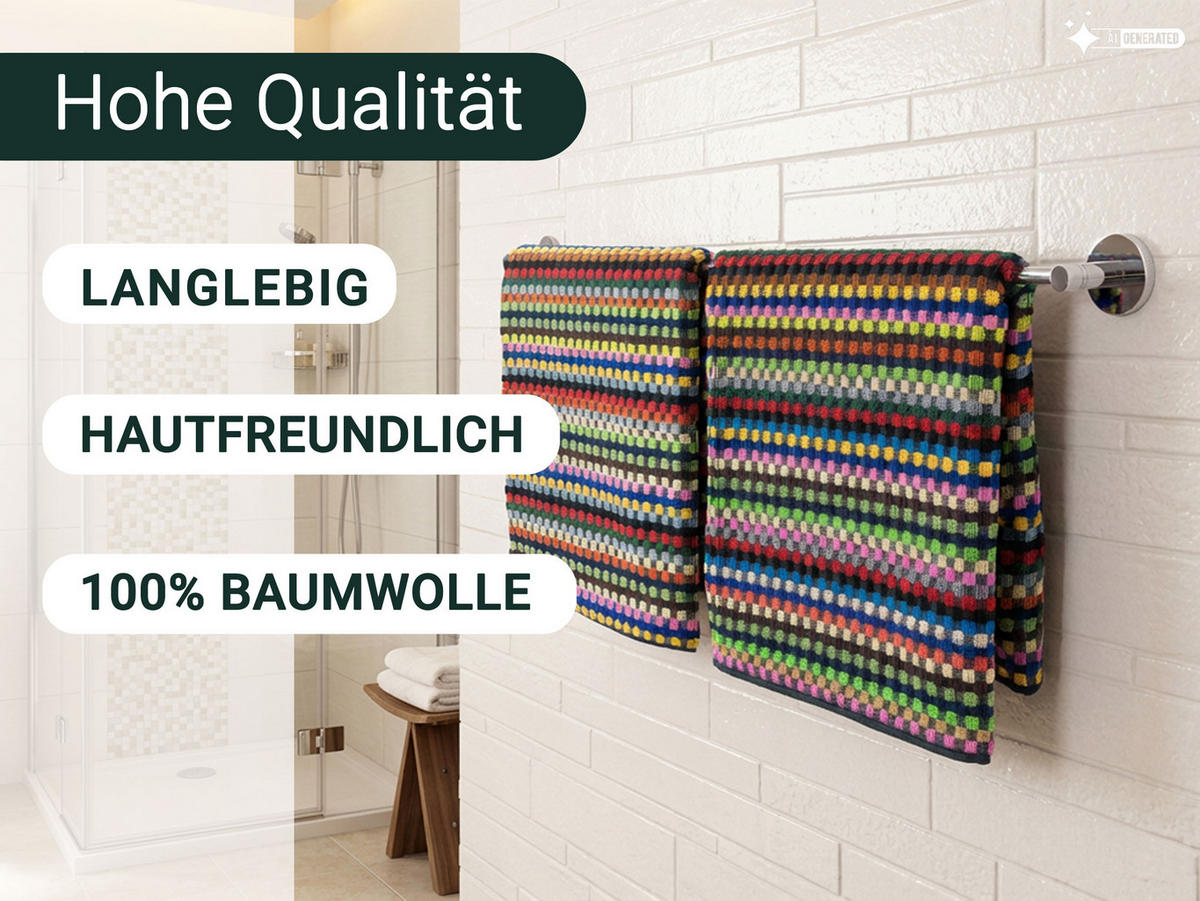 DUSCHTÜCHER, 2er-Set, 70x140 cm, 100% Baumwolle, bunt - Multicolor, Textil (70/140cm) - Zollner