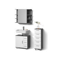 BADMÖBEL-SET Eisak Anthrazit 3 Teile, mit Midischrank - Anthrazit/Weiß, Holzwerkstoff (60/60/33cm) - Livinity®