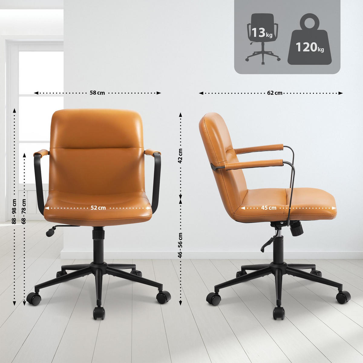 Schwarz/Braun, Leder/Metall (58/88/62cm) - CLP