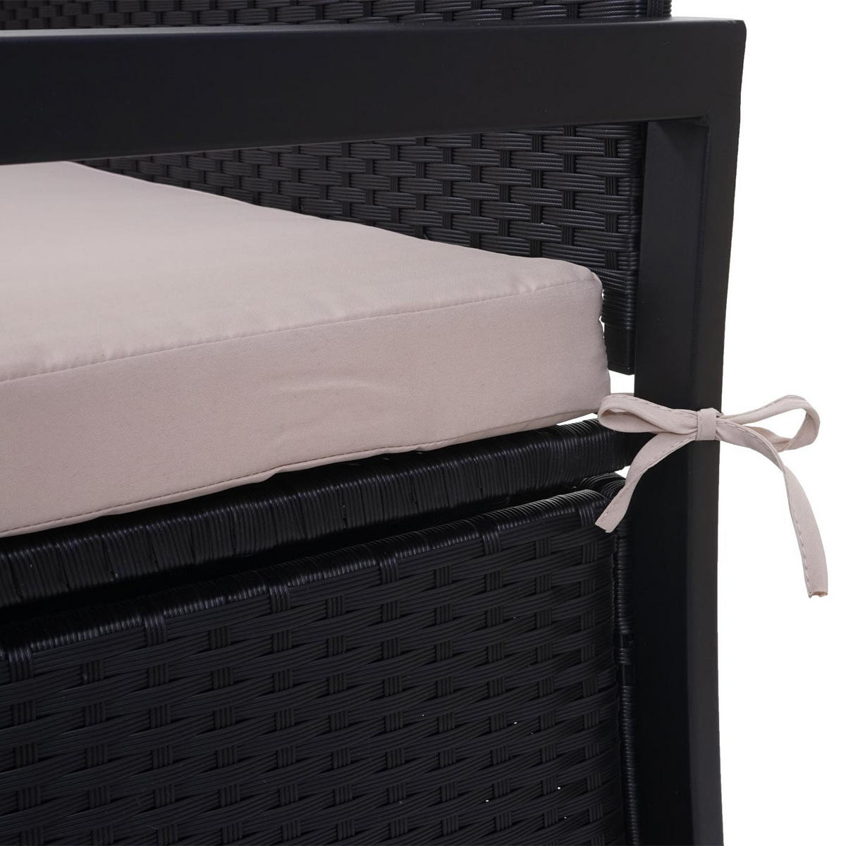 POLY-RATTAN 3ER SITZBANK Anthrazit, Beige - Anthrazit/Beige, Kunststoff (164/87/57cm) - MCW