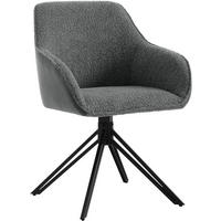 ESSZIMMERSTUHL drehbar, Bouclé, Cord, Dunkelgrau - Dunkelgrau/Schwarz, Textil/Metall (58/82/53.5cm) - Woltu