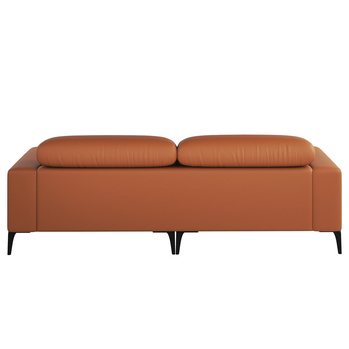 1,5-SITZER ECKSOFA mit Longchair - Kastanienfarben/Schwarz, Leder/Metall (232/180cm) - home24