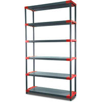 KUNSTSTOFFREGAL GREY BEAR Extra-Tall 220x120x46cm Fachlast 120kg Grau-Rot - Rot, Kunststoff (120/222/46cm) - PROREGAL