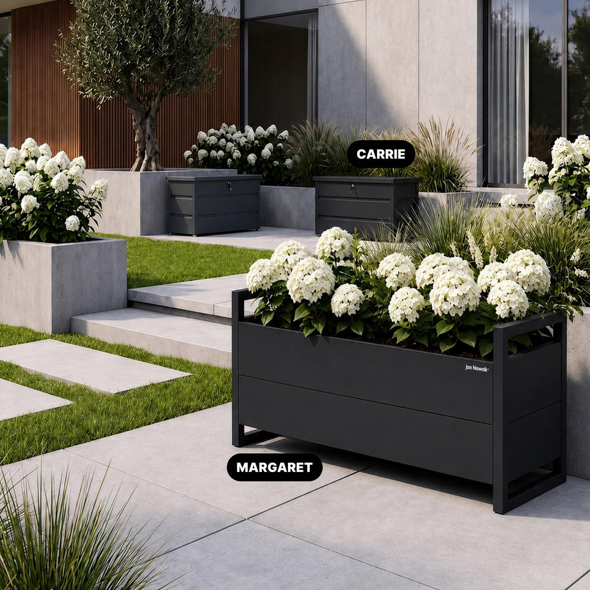 BLUMENKASTEN aus Metall MARGARET 100x43x38 cm - Anthrazit, Metall (100/43/38cm) - Jan Nowak