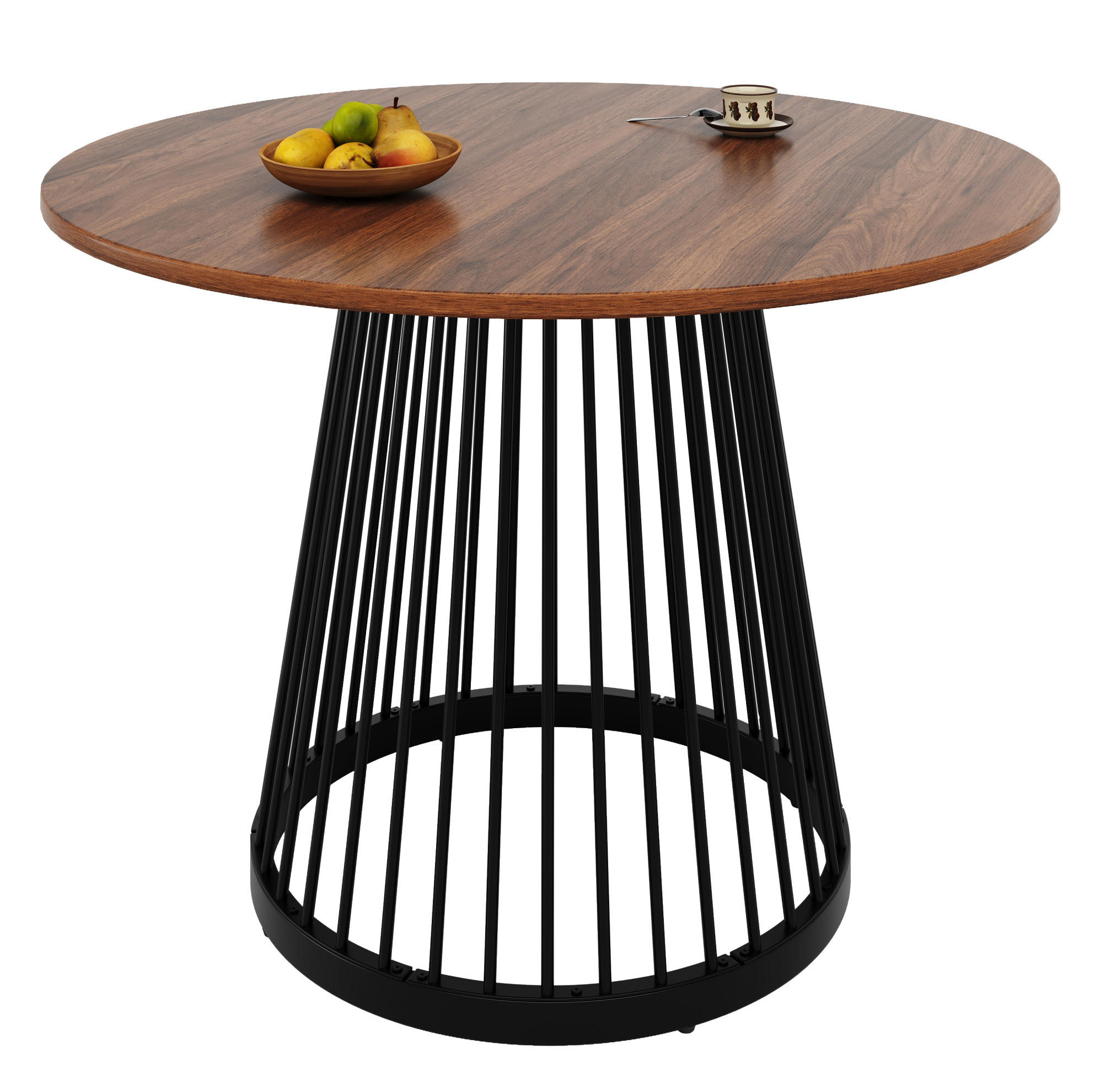 ESSTISCH 80/80/76 cm in Walnussfarben/Schwarz mit Metallgestell - Braun, Holzwerkstoff (80/80/76cm) - Flora Grace