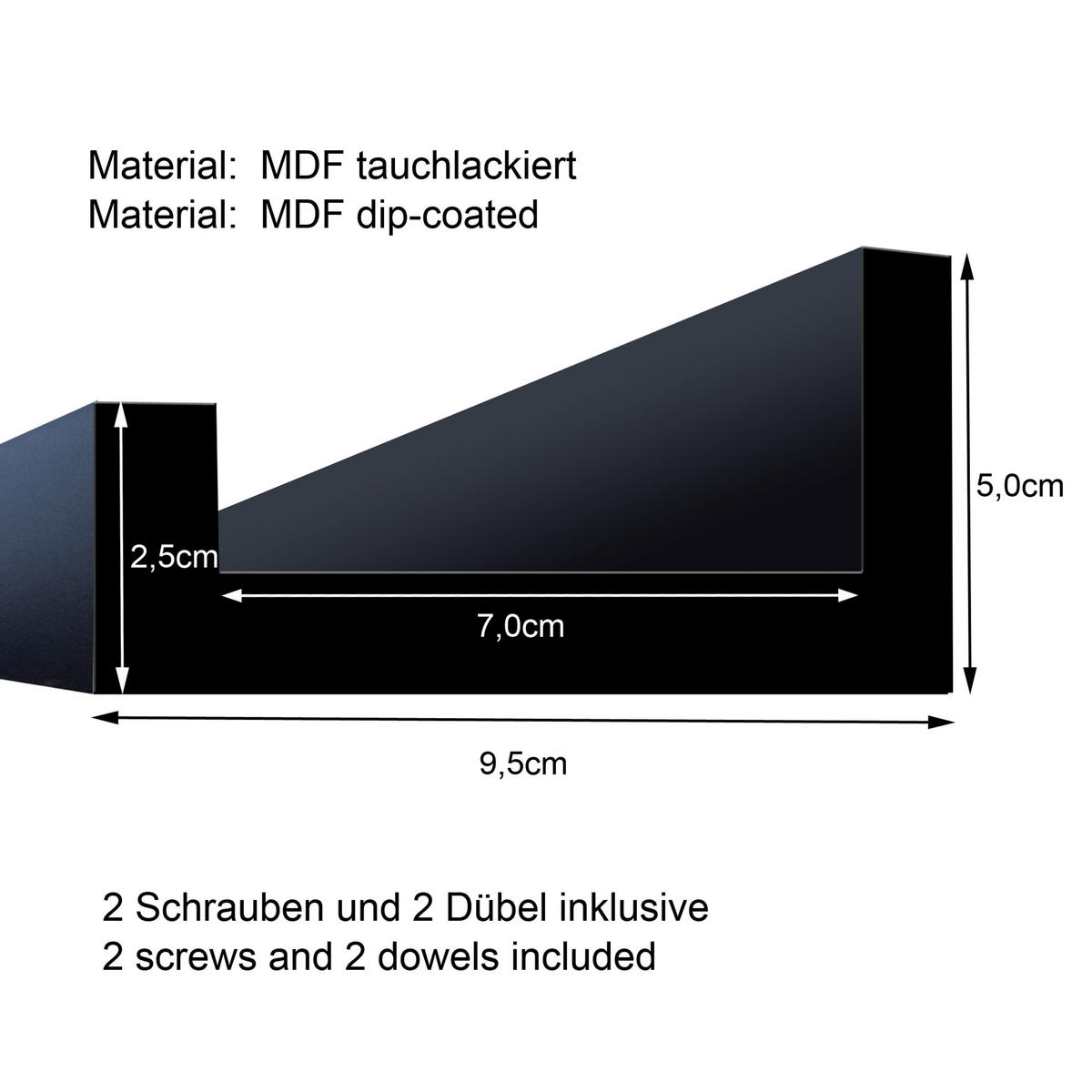 BILDERLEISTE 110 cm Schwarz - Schwarz, Holz (110/5/2cm) - artissimo
