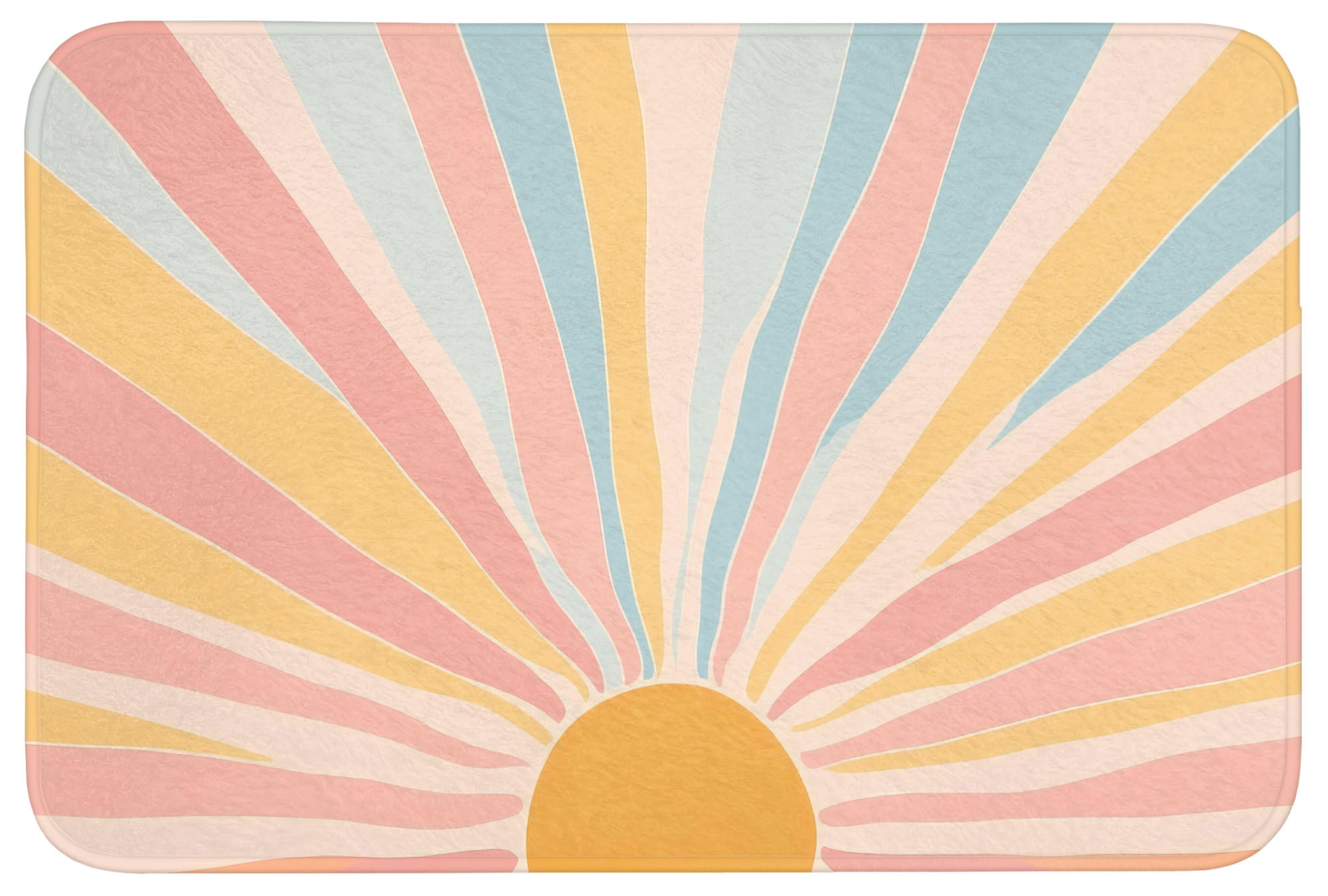 BADEMATTE Illustration - Sonne - Pastellfarben 90x60 cm - Pastellblau, Kunststoff/Textil (90/60cm)