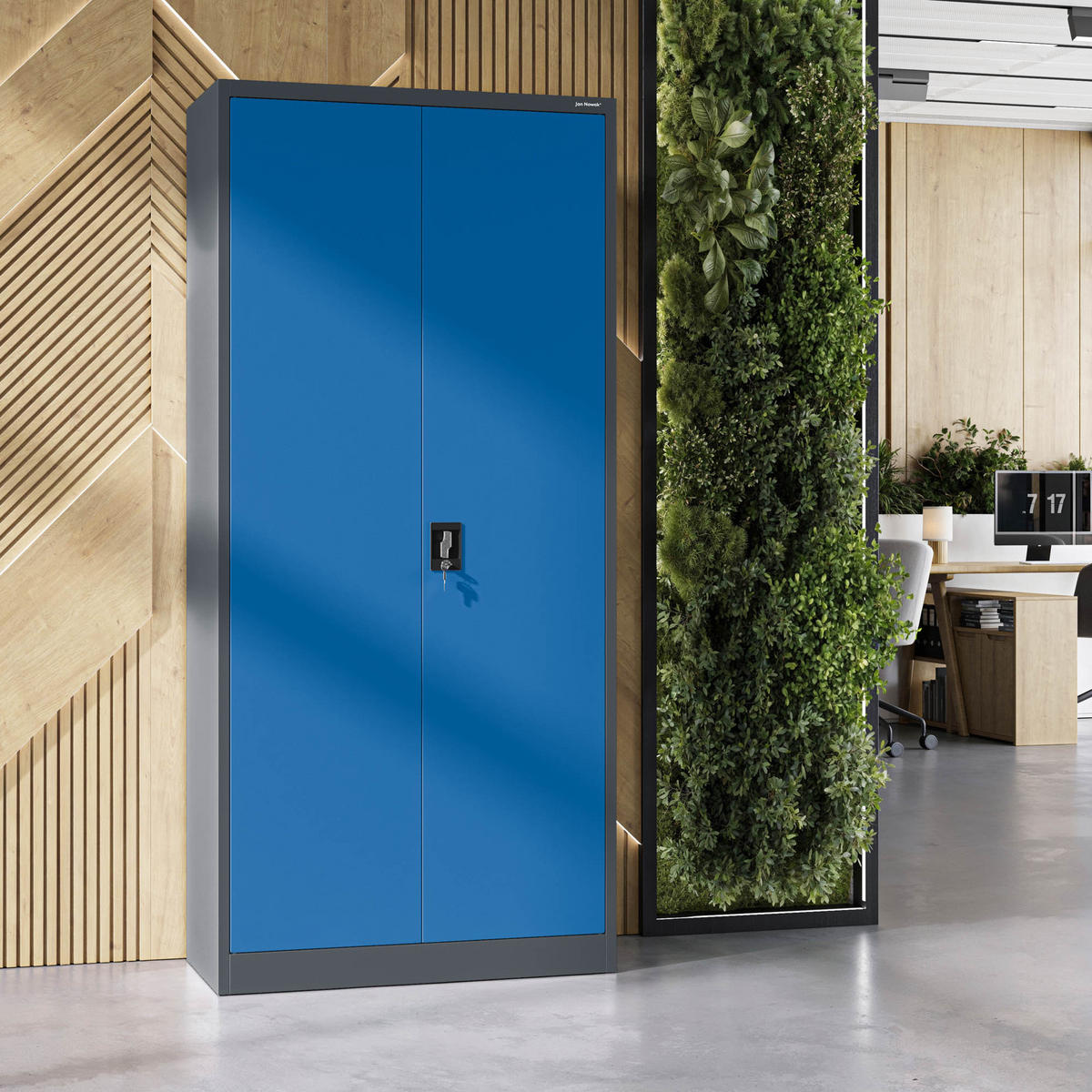 AKTENSCHRANK JAN H - Blau/Anthrazit, Metall (90/195/40cm) - Jan Nowak