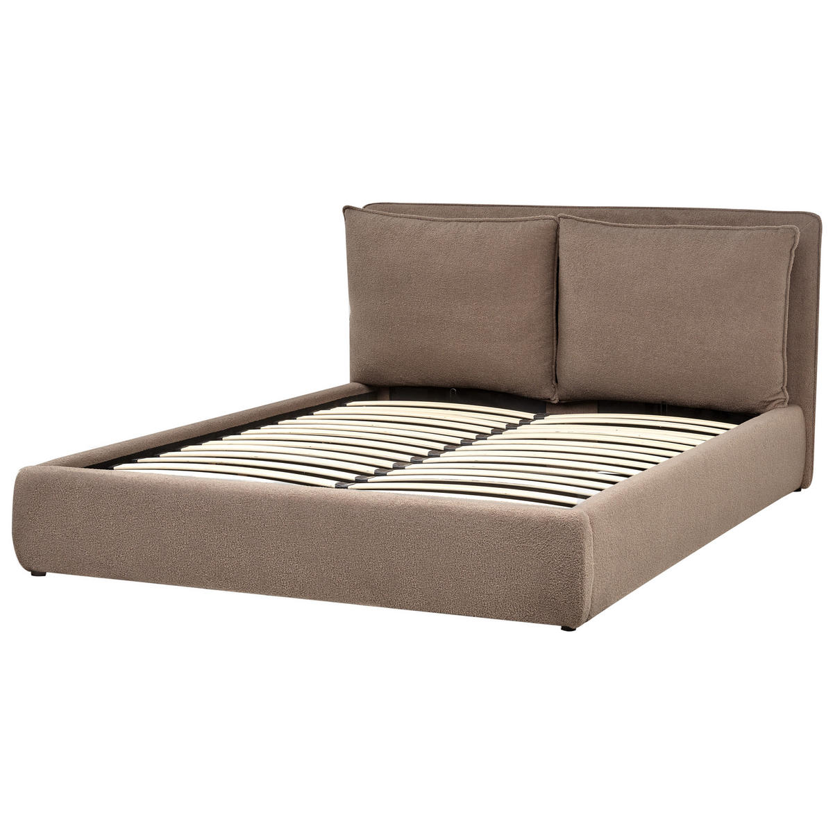 BETT mit Stauraum 160x200 cm Beige Bajonna - Taupe, Textil (160/200cm) - Beliani