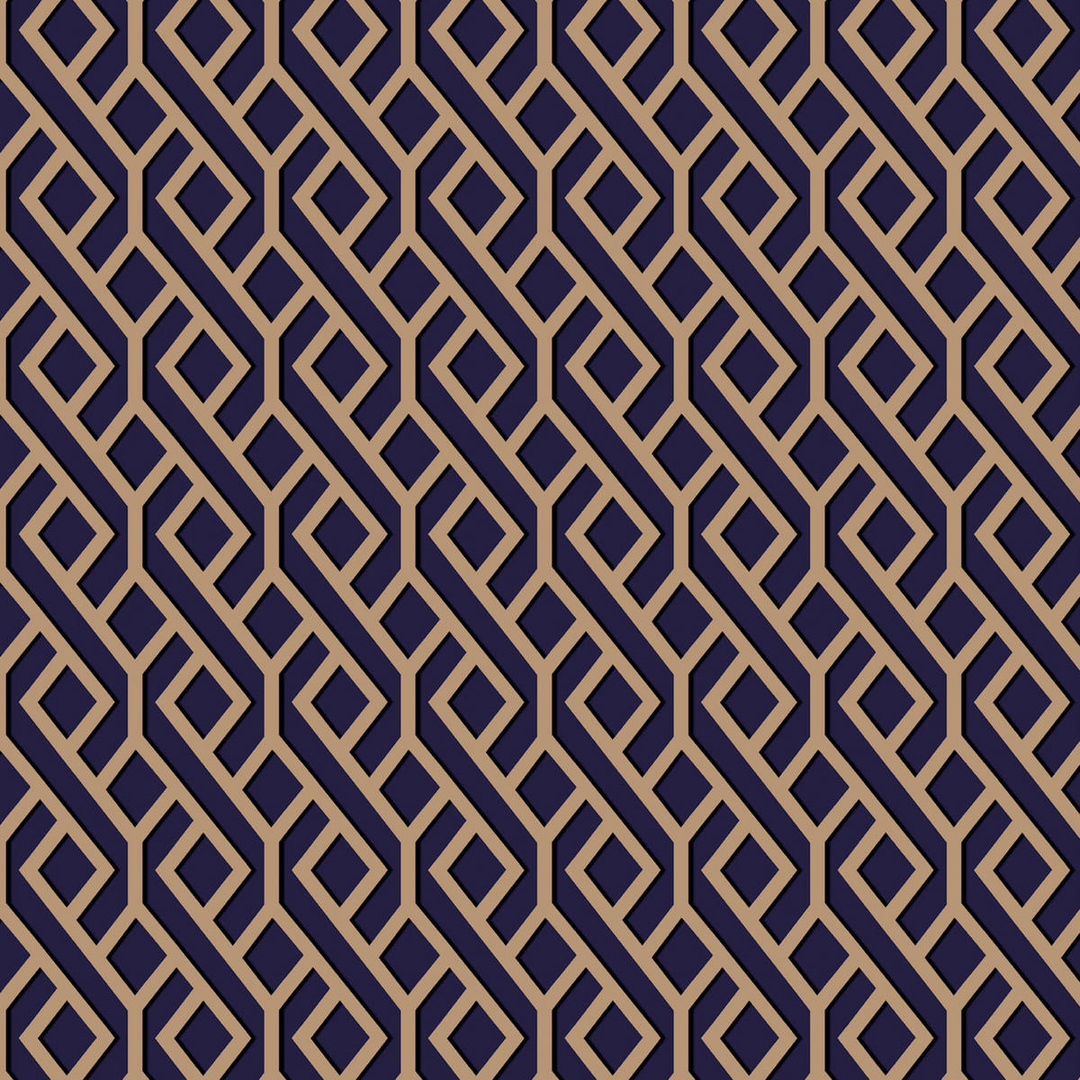 VLIESTAPETE Bellisimo - Blau/Goldfarben, Papier/Kunststoff (52/1000cm) - Sublime