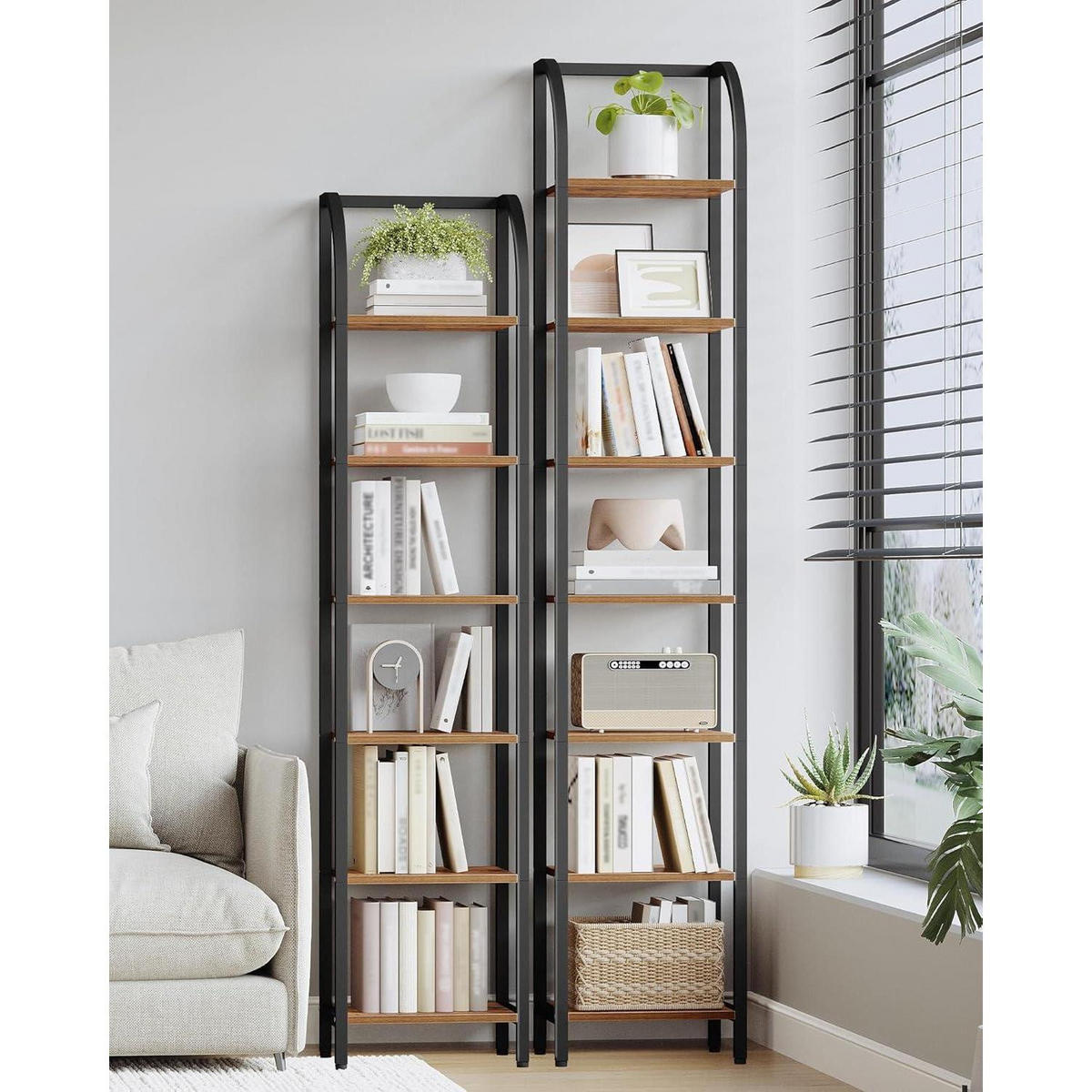 BÜCHERREGAL 7E Braun-Schwarz 30 x 33,6 x 208,5 cm - Braun, Metall (33.6/209/30cm)