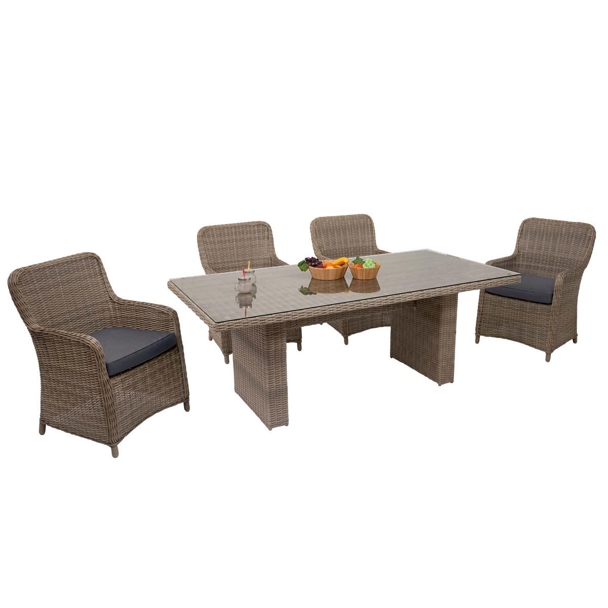 GARTENGARNITUR Lounge-Set Beige Kissen Grau - Beige, Metall - PROREGAL