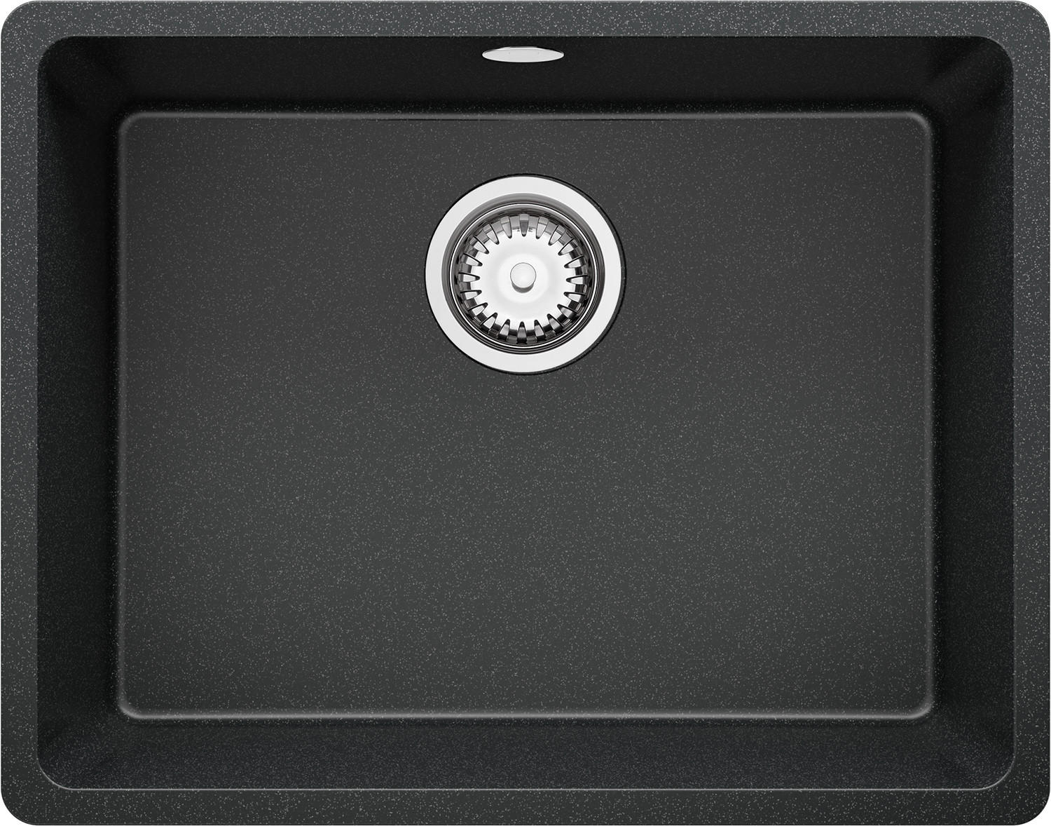 UNTERBAUSPÜLE GRANIT Venedig Easy, 2-er set Anthrazit 56/44 cm 1 Becken + Ablauf-Set ab 60er Unterschrank - Chromfarben/Anthrazit, Kunststoff (56/20/44cm) - Primagran