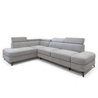 ECKSOFA AVISE MV L-S Hellgrau Velours-Stoff mit Schlaffunktion - Hellgrau, Holzwerkstoff/Textil (268/195cm) - MASSENO