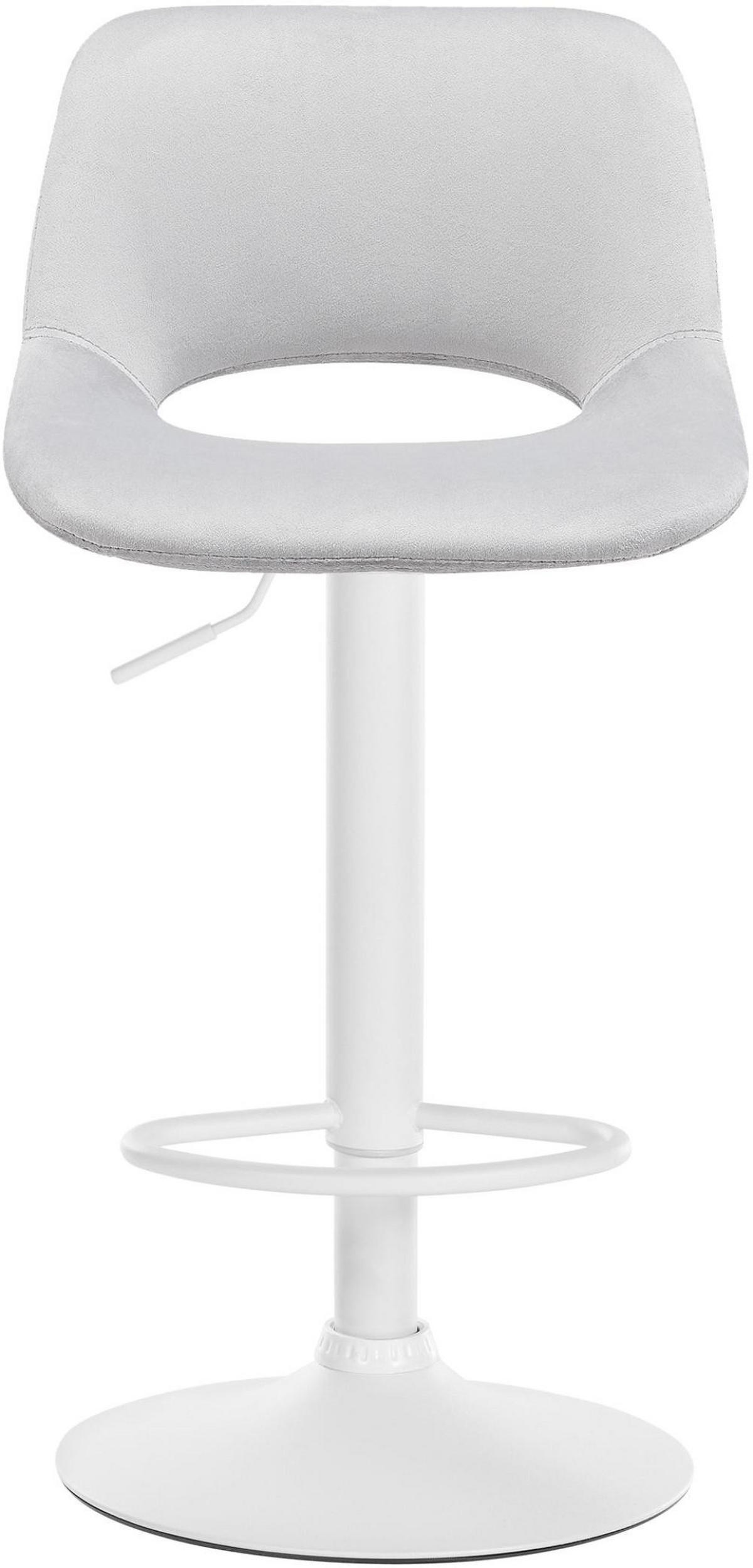 BARHOCKER 2er Set Samt hellgrau - Hellgrau/Weiß, Textil/Metall (42/86/46cm) - CLP