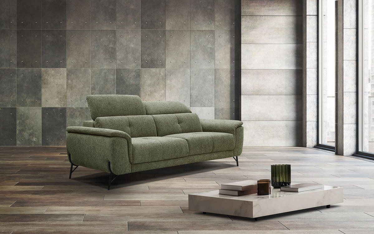 SOFA AVENA 3-Sitzer, olivgrün - Olivgrün, Holzwerkstoff/Textil (204/80/108cm) - Courtois Laville
