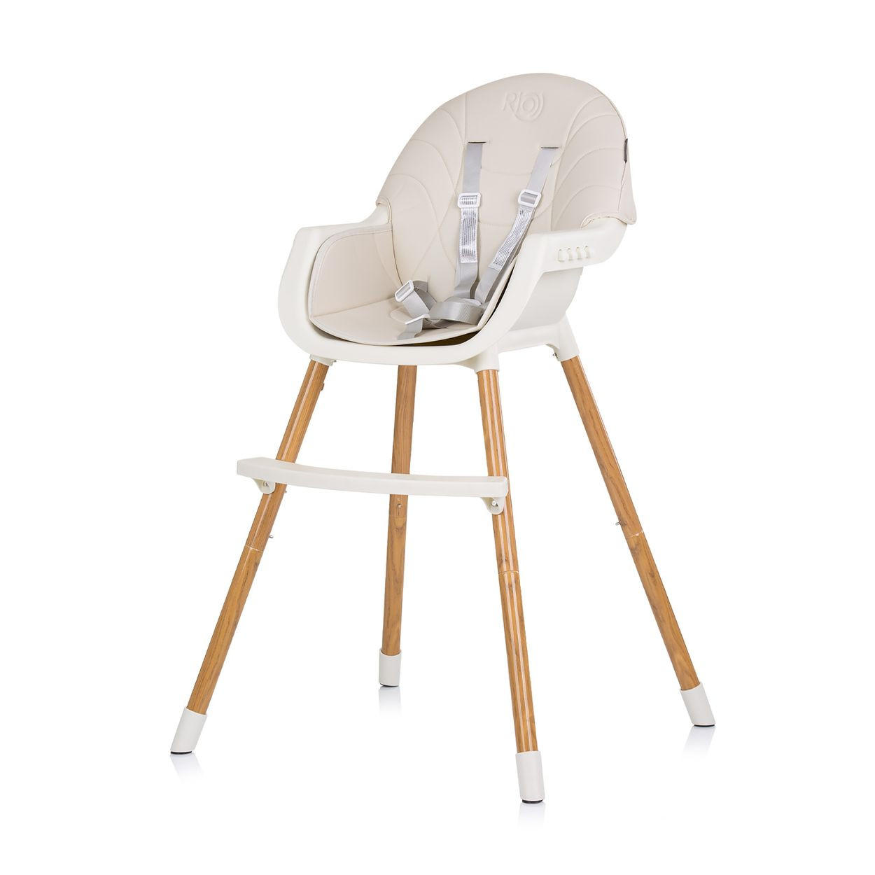 HOCHSTUHL Rio 2 in 1 beige weiß Kinderstuhl rutschfeste Beine 5-Punkt-Gurt - Beige/Weiß, Metall (61/84/51cm) - Chipolino